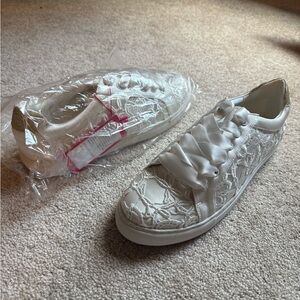 Elegant White Lace Women's Sneakers